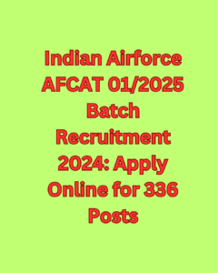 Indian Airforce AFCAT 012025 Batch Recruitment 2024 Apply Online for 336 Posts