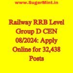 Railway RRB Level Group D CEN 082024 Apply Online for 32,438 Posts