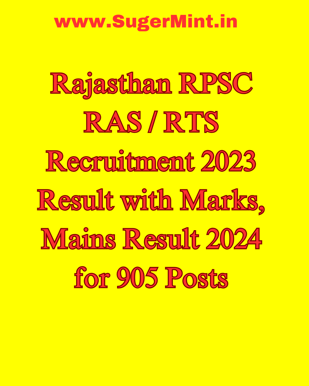 Rajasthan RPSC RAS RTS Recruitment 2023 Result with Marks, Mains Result 2024 for 905 Posts