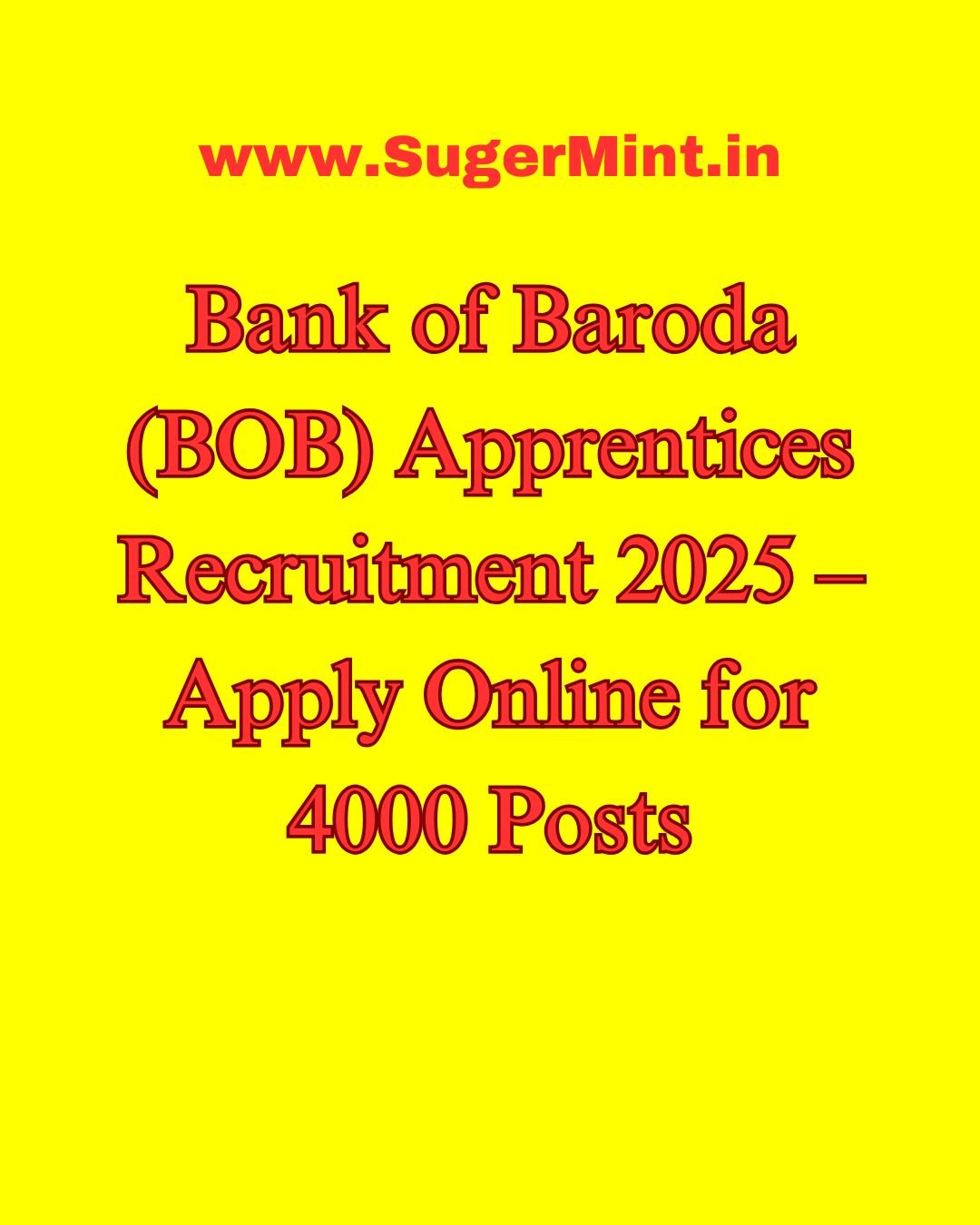 Bank of Baroda (BOB) Apprentices Recruitment 2025 – Apply Online for 4000 Posts