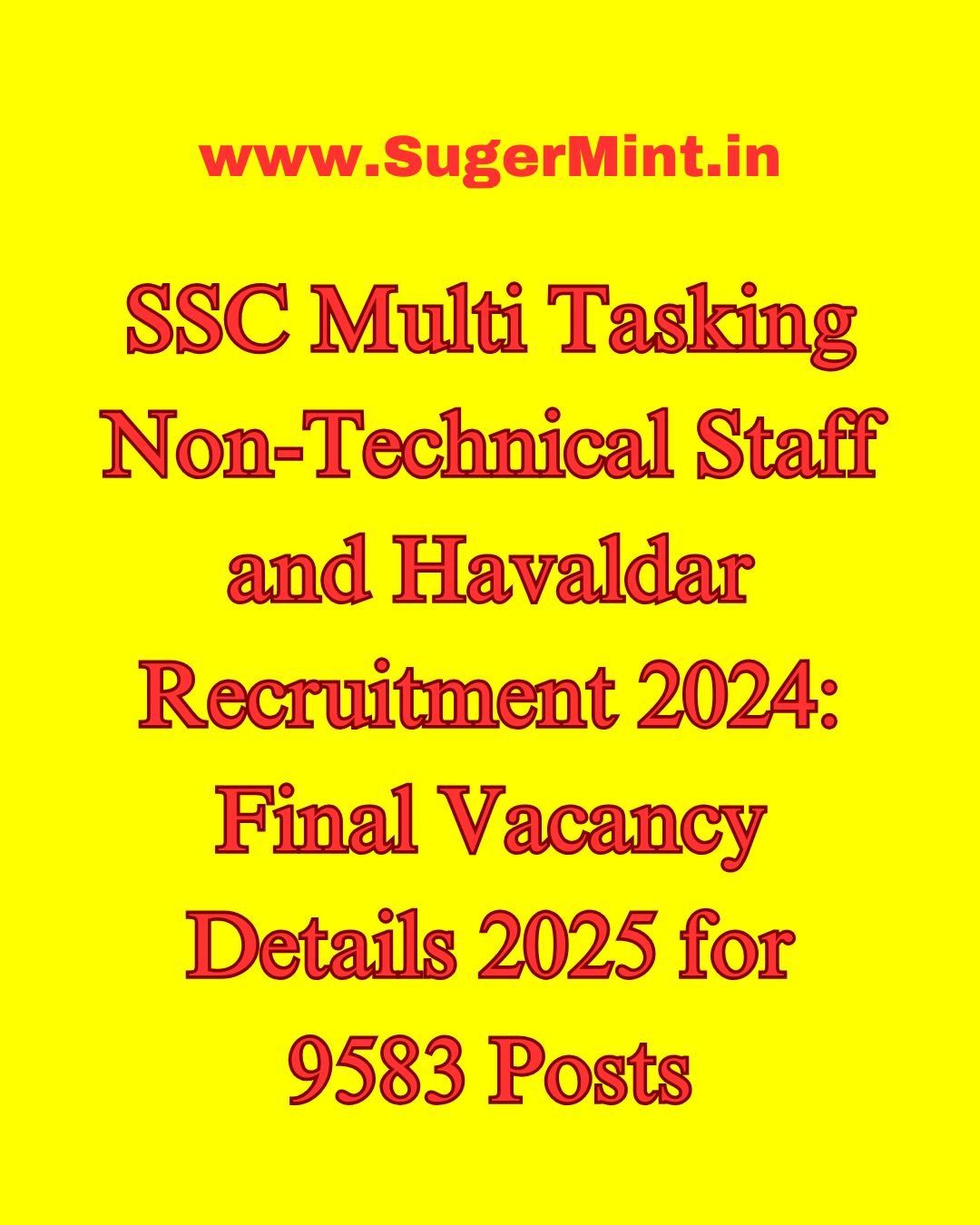 SSC Multi Tasking Non-Technical Staff and Havaldar Recruitment 2024 Final Vacancy Details 2025 for 9583 Posts